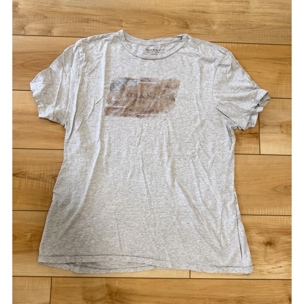 Rare Denim & Supply Ralph Lauren Men's Gray Graphic Logo Crew Neck T-Shirt 2XL